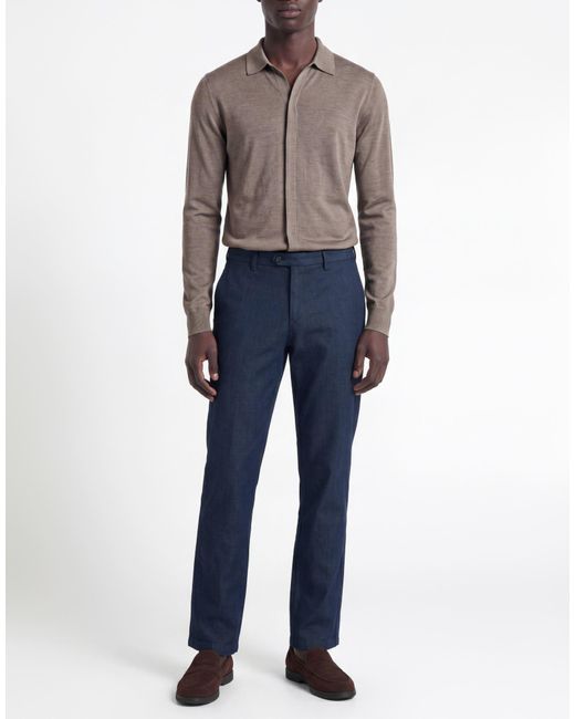 Yan Simmon Blue Pants Cotton, Elastane for men