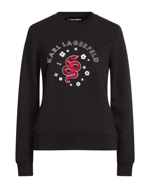 Karl Lagerfeld Black Sweatshirt Organic Cotton, Recycled Polyester
