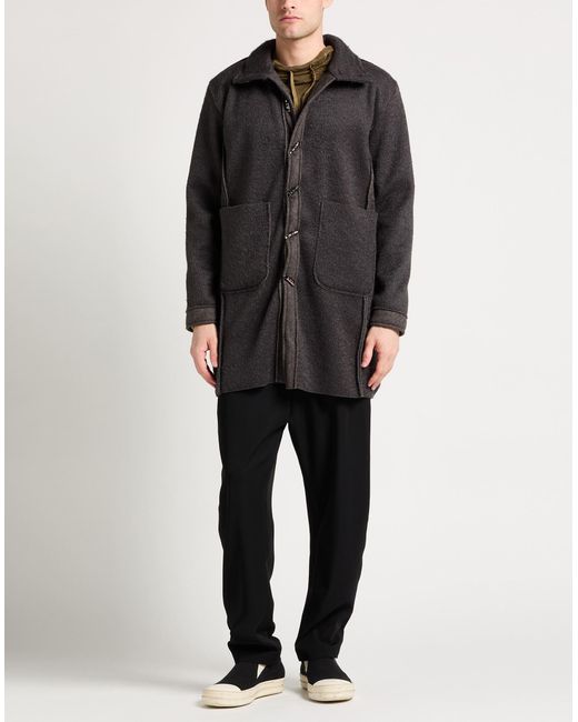 Takeshy Kurosawa Gray Charcoal Coat Polyester, Wool for men