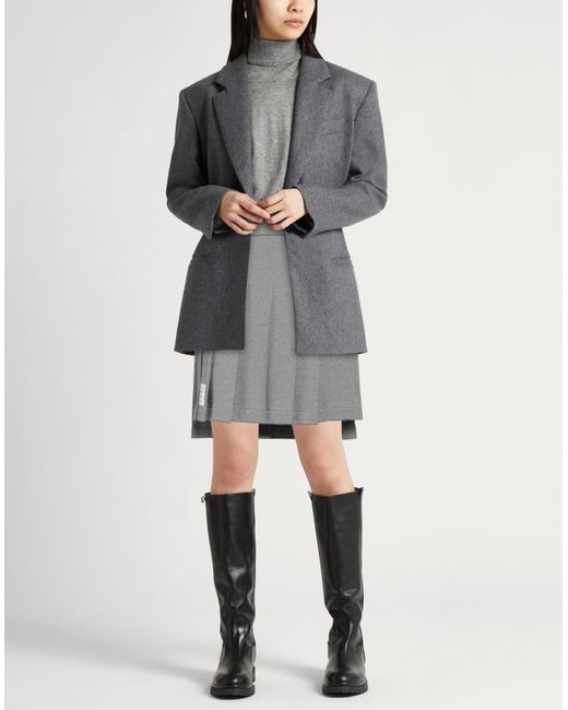 Thom Browne Gray Mini Skirt Cotton, Elastane