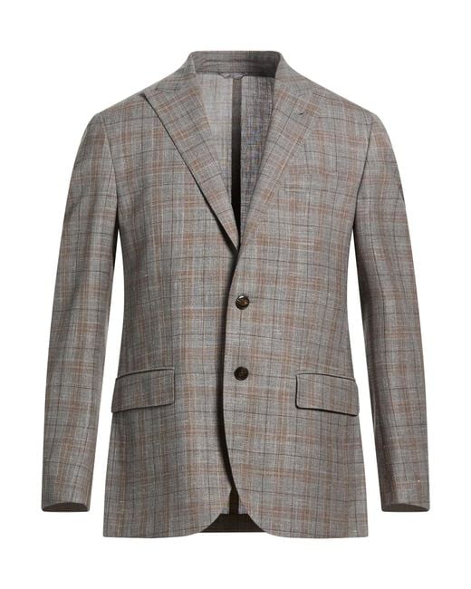 Luigi Bianchi Gray Blazer Wool, Silk, Linen for men