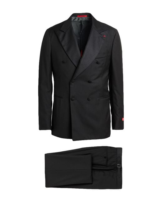 Isaia Black Suit Wool for men