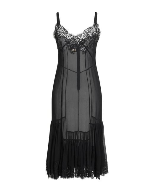 Dolce & Gabbana Black Midi Dress Silk, Cotton, Polyamide, Viscose