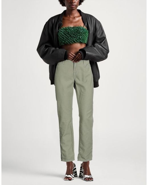 FRAME Green Pants Cotton, Polyester, Elastane