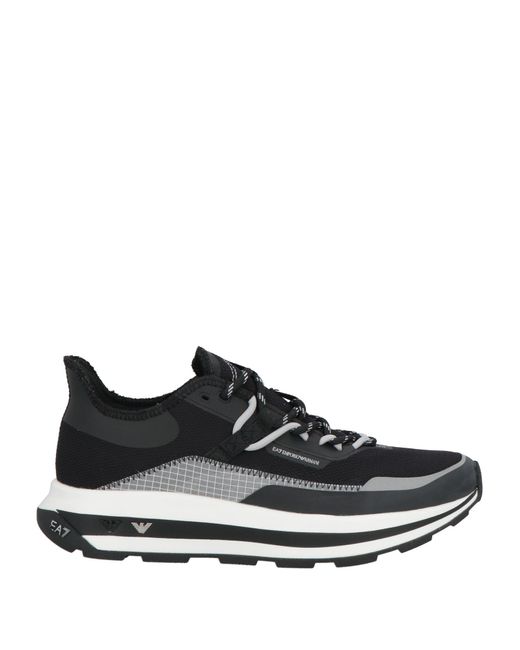 EA7 Black Sneakers Polyester, Polyurethane, Rubber for men