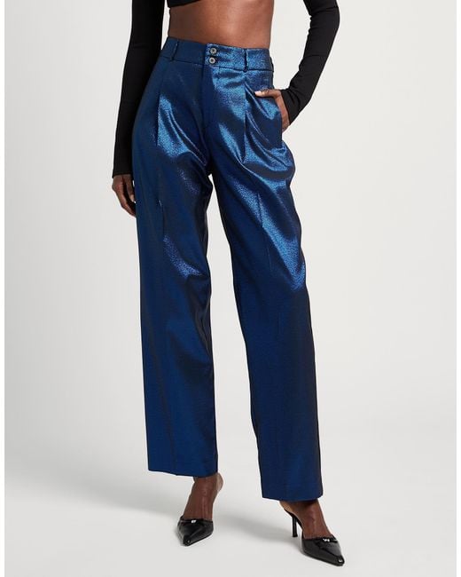Berwich Blue Pants Polyester, Metallic Polyester