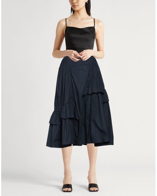 CECILIE BAHNSEN Blue Midnight Midi Skirt Organic Cotton