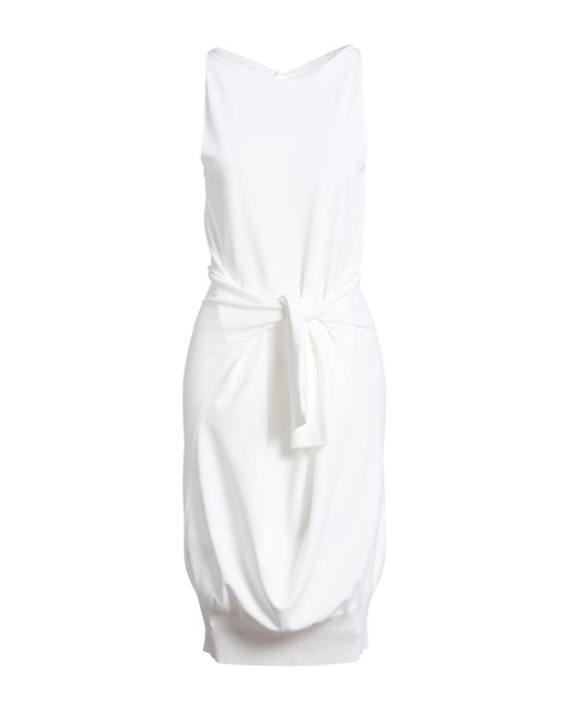 Fedeli White Ivory Midi Dress Viscose, Polyester