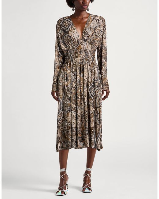 Gaelle Paris Brown Taupe Midi Dress Viscose, Polyester