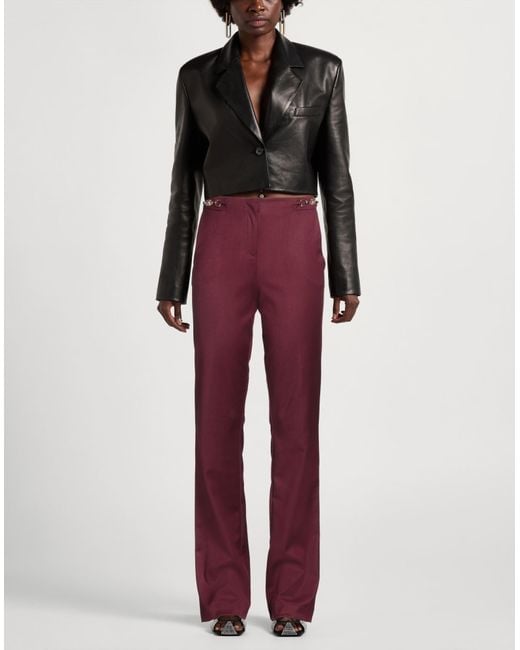 Gaelle Paris Red Burgundy Pants Polyester, Viscose, Elastane