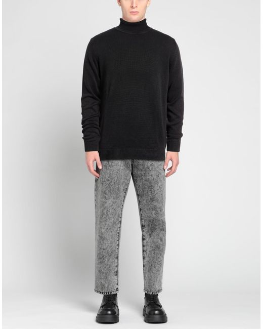 Keen Black Charcoal Turtleneck Cotton, Modal for men