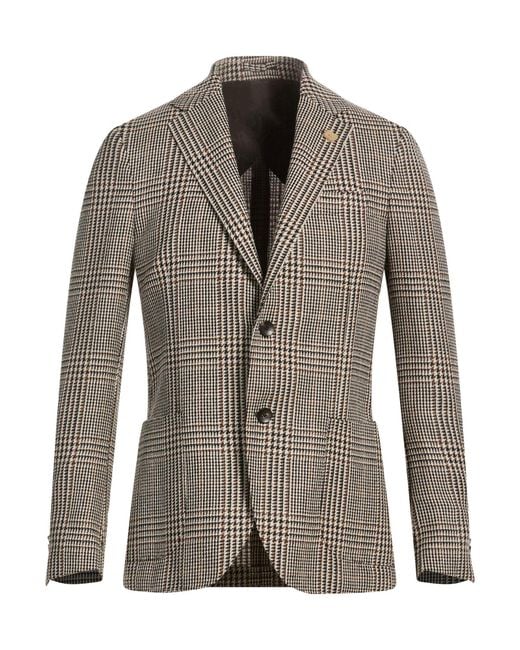 Lardini Brown Blazer Wool, Alpaca Wool, Silk for men