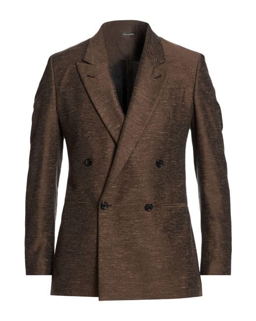 Reveres 1949 Brown Light Blazer Silk, Microfiber for men