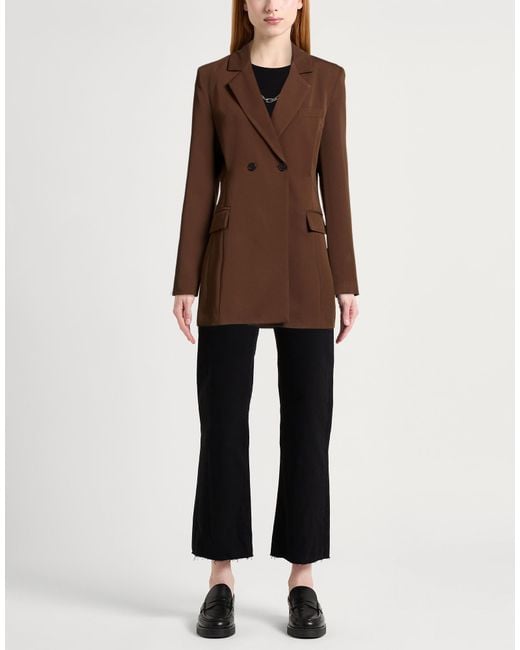 ViCOLO Brown Chocolate Blazer Polyester, Viscose, Elastane