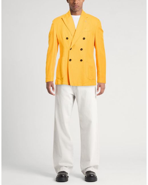 Manuel Ritz Yellow Marigold Blazer Cotton, Viscose for men