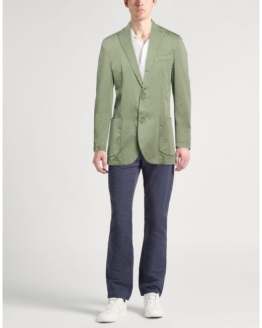 Barbati Green Blazer Cotton, Elastane for men
