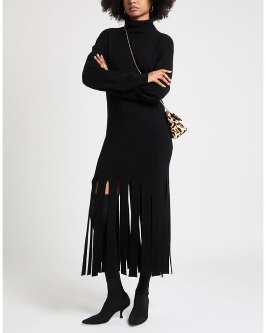 Semicouture Black Midi Dress Polyamide, Wool, Viscose, Cashmere