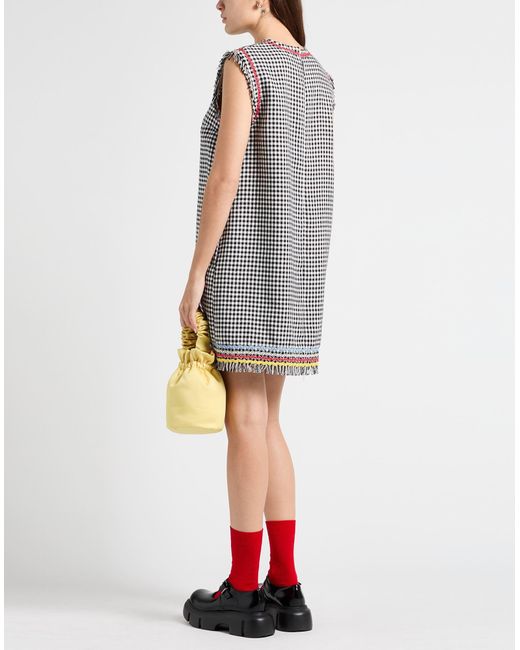 MSGM Gray Mini Dress Viscose, Linen, Polyester, Cotton