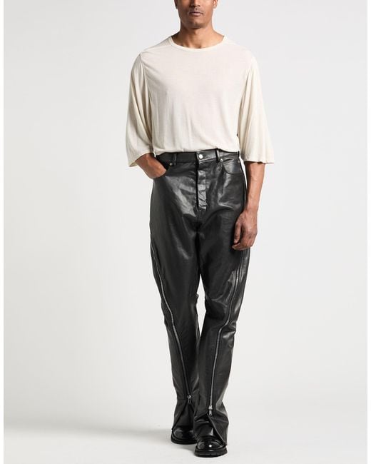 Rick Owens Gray Pants Calfskin for men