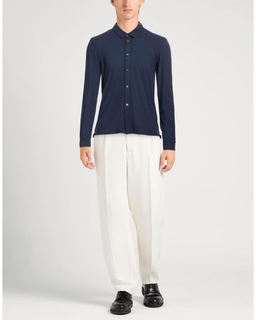 Alpha Studio Blue Midnight Shirt Cotton, Elastane for men