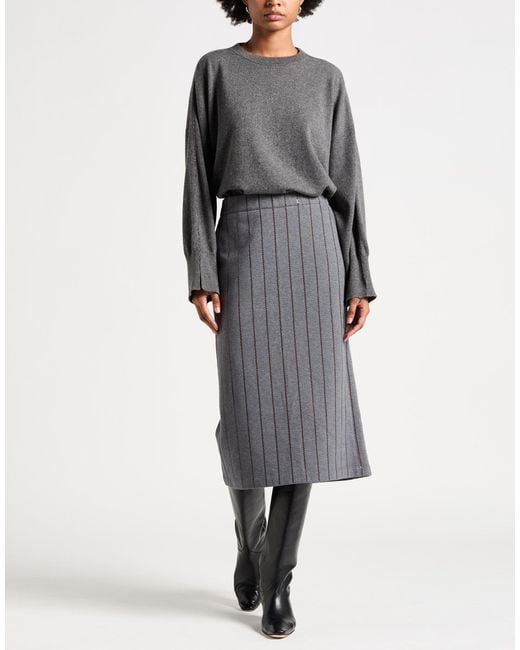 Brunello Cucinelli Gray Midi Skirt Cotton