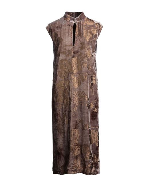 Gentry Portofino Brown Midi Dress Viscose, Silk