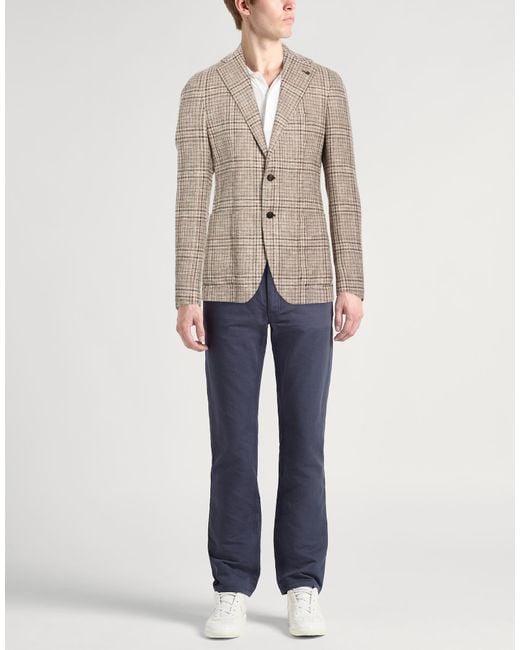 Tagliatore Brown Sand Blazer Wool, Alpaca Wool, Polyamide, Silk, Linen for men