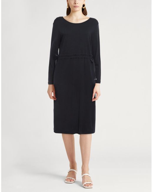 Peserico Black Midi Dress Viscose, Virgin Wool, Polyamide
