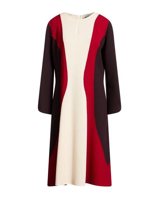 AVOLIO Milano Red Midi Dress Virgin Wool