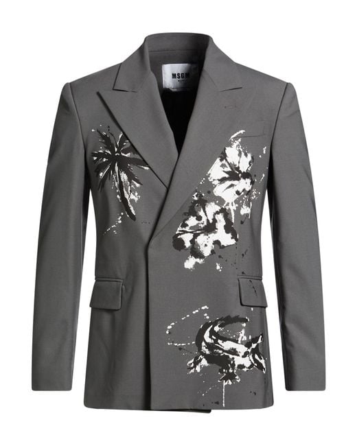 MSGM Black Blazer Virgin Wool, Elastane for men
