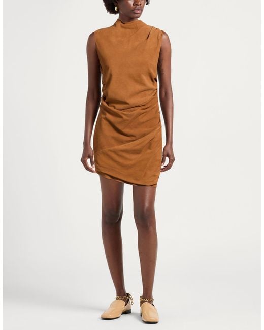 GIUSEPPE DI MORABITO Brown Camel Mini Dress Leather