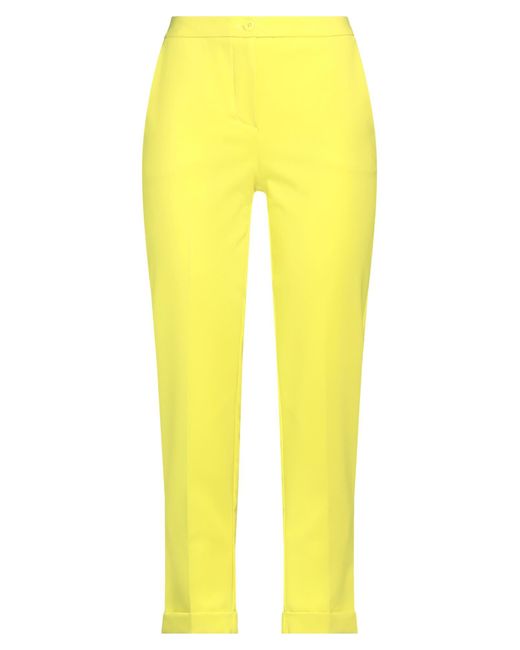 Sandro Ferrone Yellow Pants Polyester, Elastane