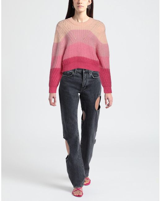 Sandro Pink Color-block Ribbed-knit Sweater