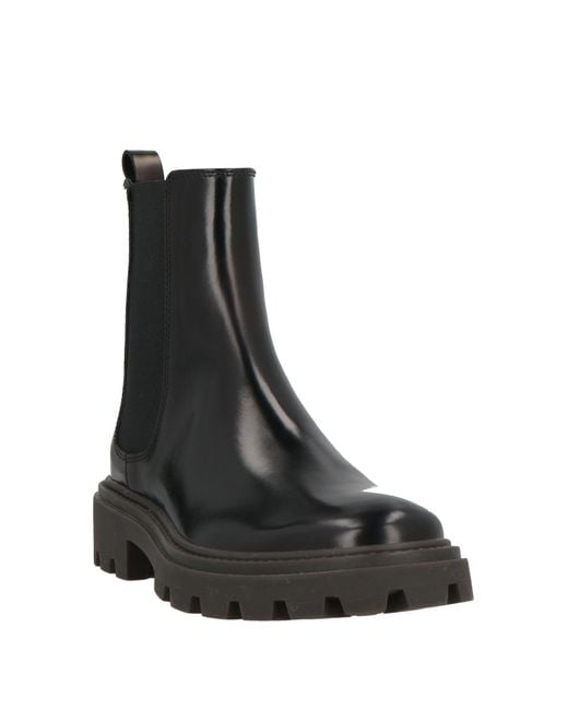 Tod's Black Ankle Boots Leather, Textile Fibers