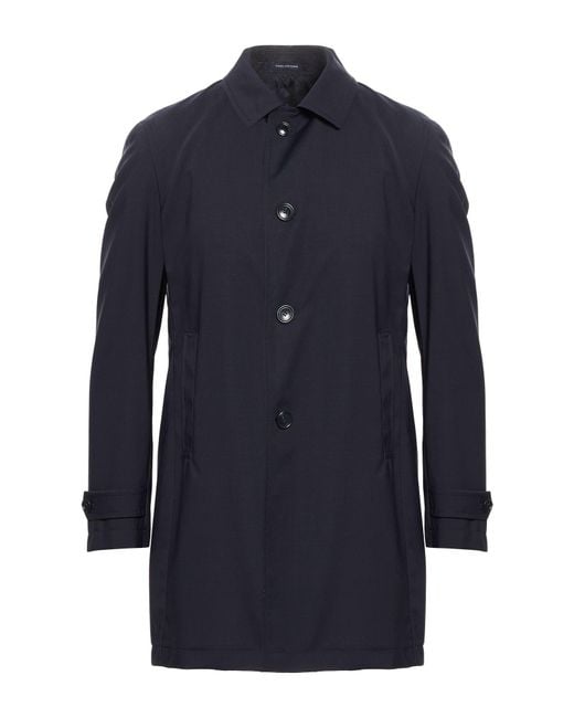 Tagliatore Blue Midnight Overcoat & Trench Coat Polyester, Wool, Elastane for men
