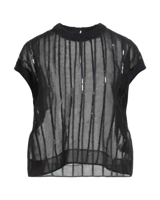 Brunello Cucinelli Black Top Silk, Alpaca Wool, Polyamide, Wool