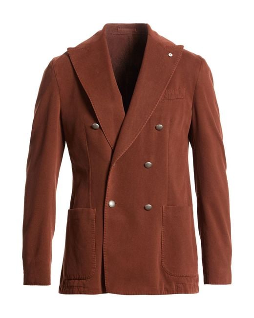 L.b.m. 1911 Brown Rust Blazer Cotton, Elastane for men