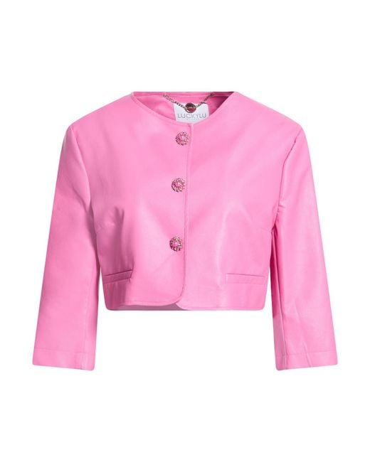 LUCKYLU  Milano Pink Jacket Polyurethane, Viscose