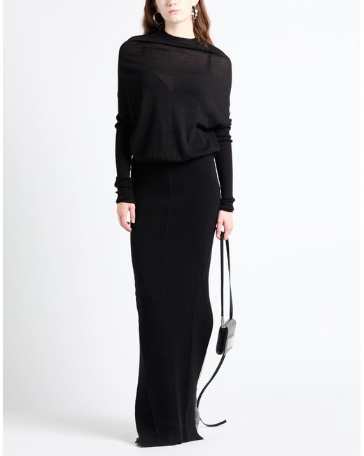 Rick Owens Black Maxi Skirt Cashmere, Wool