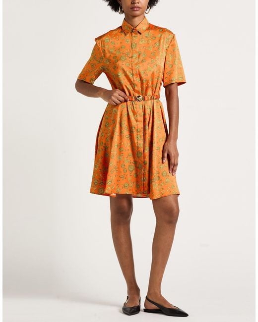 Versace Orange Mini Dress Polyester