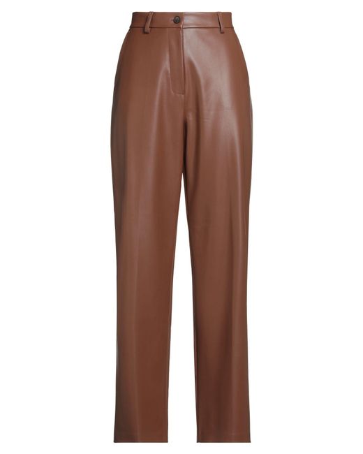 Clips More Brown Tan Pants Polyester, Polyurethane