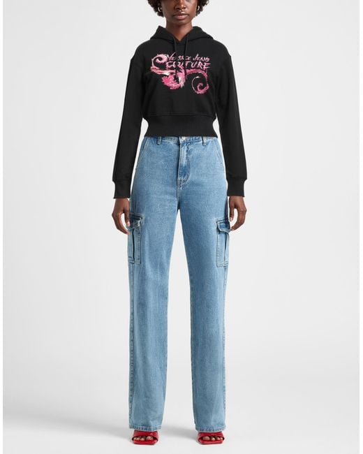 Versace Jeans Couture Black Sweatshirt Cotton, Elastane