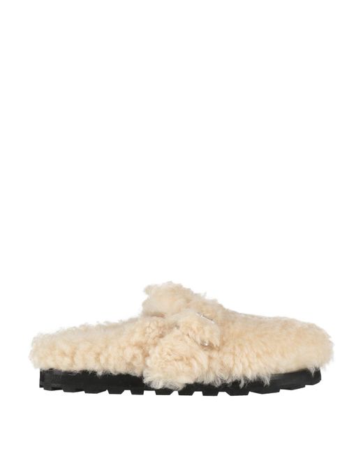 Jil Sander White Ivory Mules & Clogs Shearling
