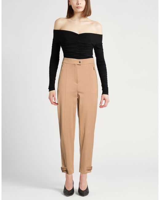 Paolo Pecora Natural Camel Pants Viscose, Polyamide, Elastane