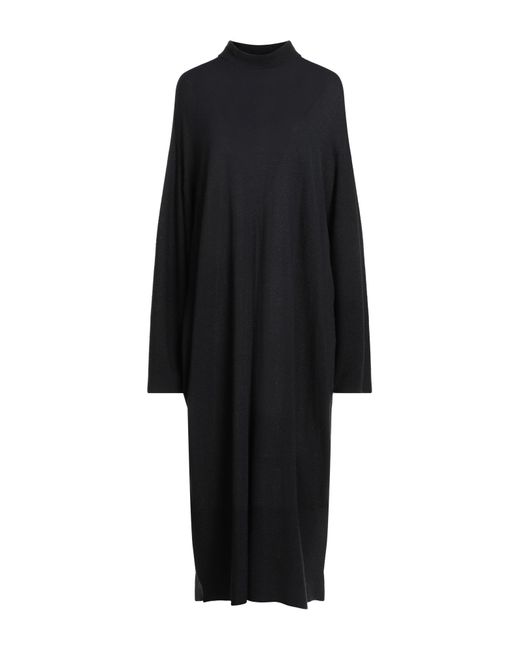 Marina Rinaldi Women's Black Midi Dress Acrylic, Virgin Wool