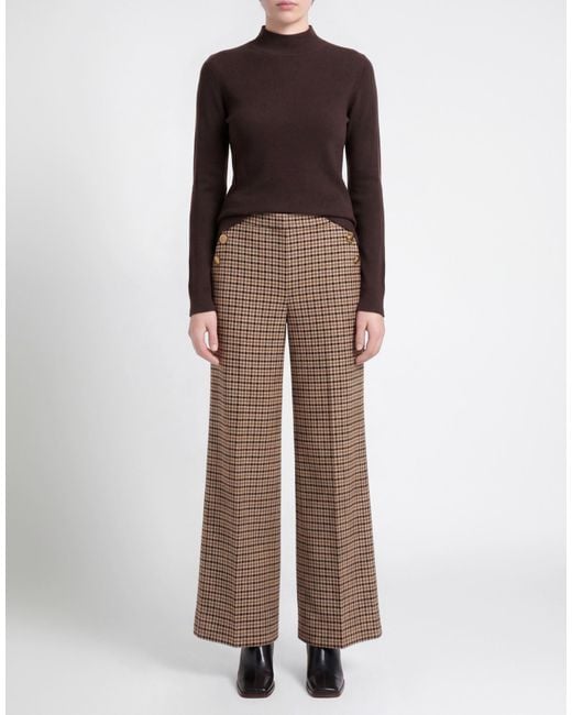 Twinset Brown Camel Pants Wool, Polyester, Viscose, Elastane