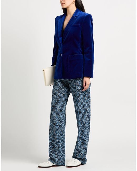 Alberta Ferretti Blue Blazer Cotton, Elastane