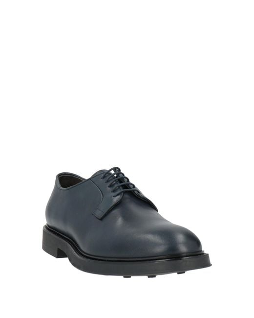 Fedeni Blue Lace-Up Shoes Leather for men