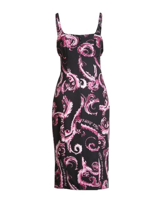 Versace Jeans Couture Purple Midi Dress Polyester, Elastane