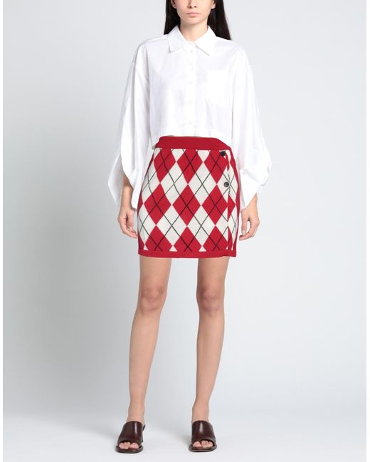 MSGM Red Mini Skirt Virgin Wool